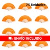Set de 25 unidades de abanicos color Naranja de madera natural