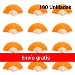 Offrez un lot de 100 éventails en bois orange | Cadeaux gourmands en