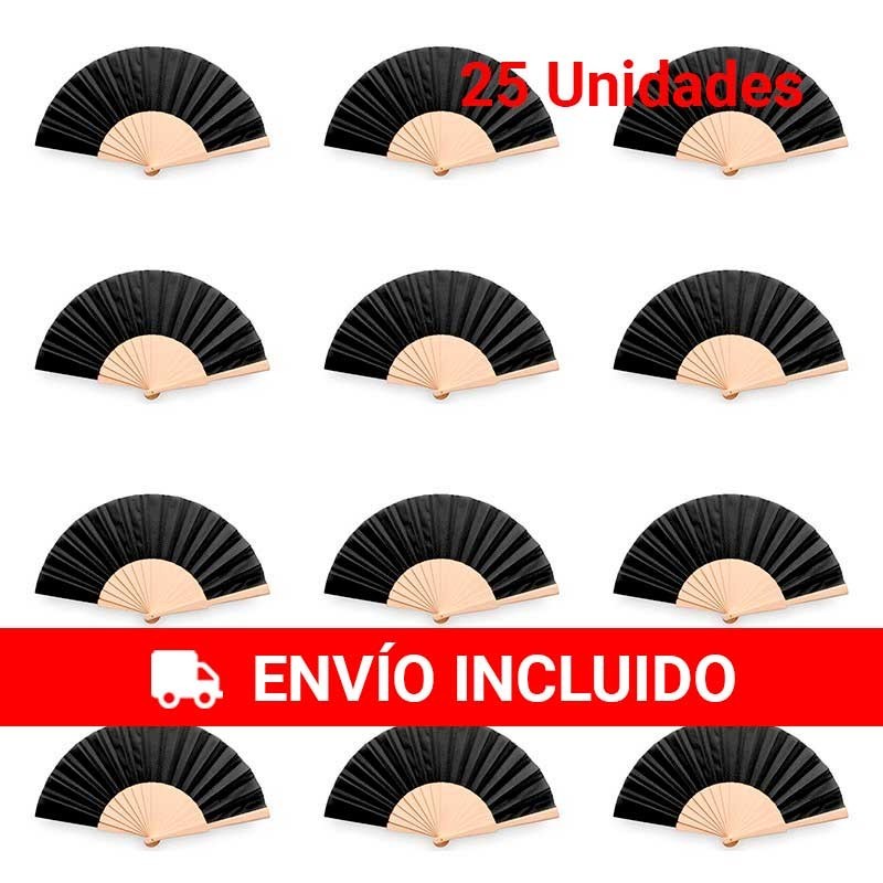 Pack de 25 color negro abanicos de madera