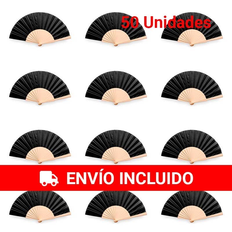 Set of 50 black wooden fans