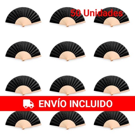 Set of 50 black wooden fans