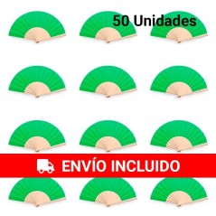 Lot de 50 éventails en bois vert pour événements
