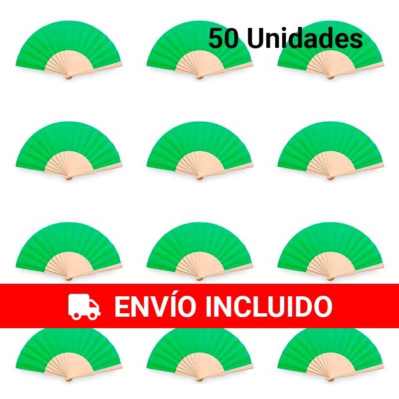 Conjunto de 50 abanicos verdes de madera eventos