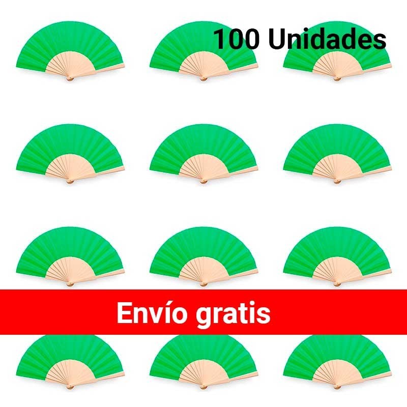 Green Wooden Fans for Celebrations - Pack of 100