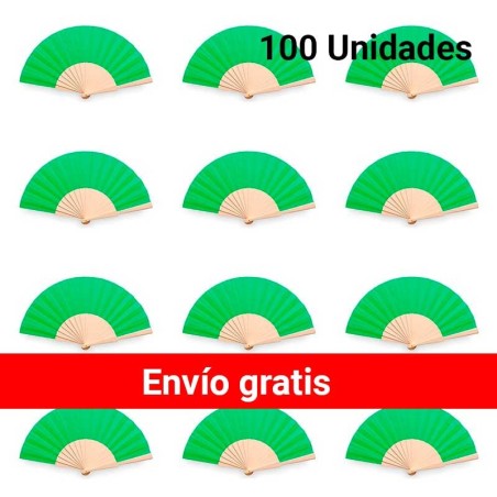 Éventails en bois vert pour vos fêtes - Lot de 100