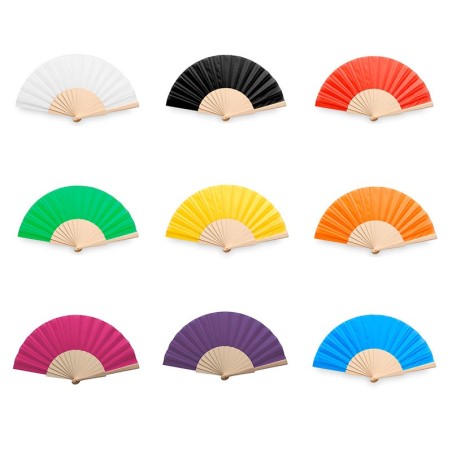 Assortment of 50 wooden fans in various colors