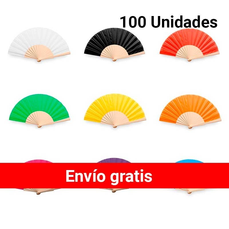 Compra pack de colores de 100 unidades de abanicos de madera