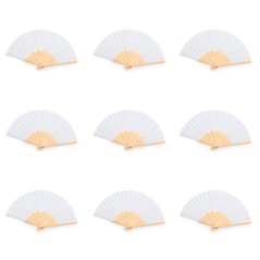Éventails en bambou blanc lot de 50