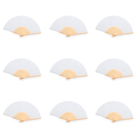 Éventails en bambou blanc lot de 50