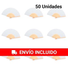 Éventails en bambou blanc lot de 50