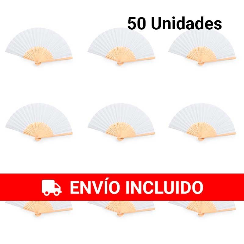Éventails en bambou blanc lot de 50