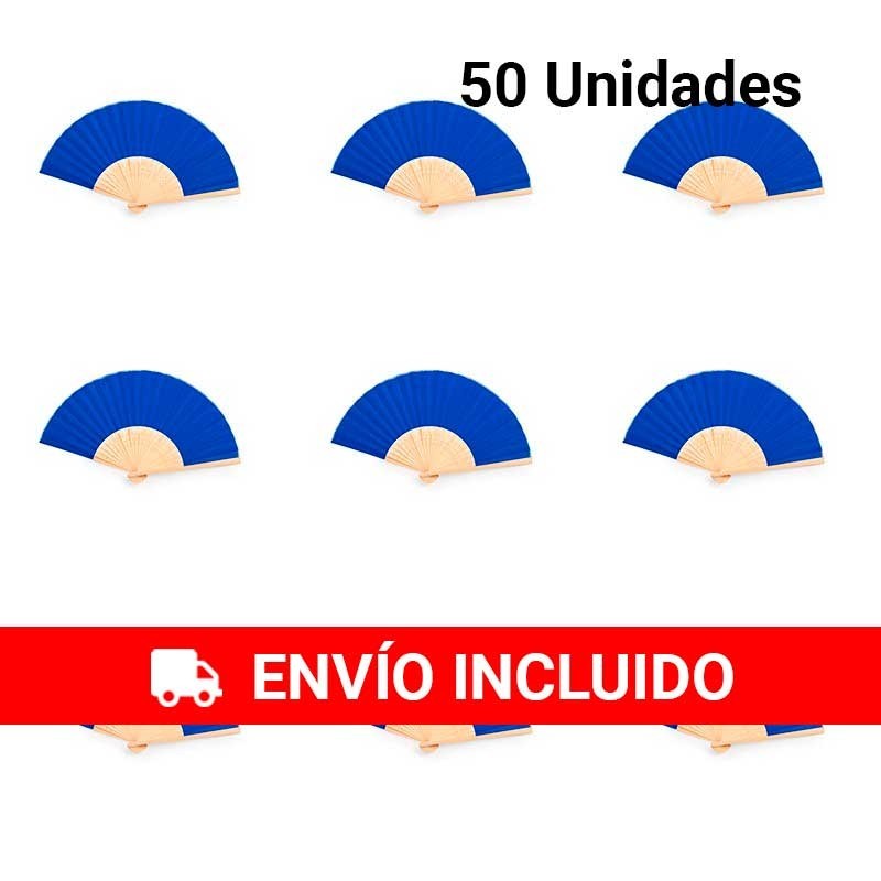 Abanico de bambú azul pack 50 unidades