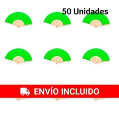 Regala abanico verde de bambú lote de 50- Regalos Gourmet Online