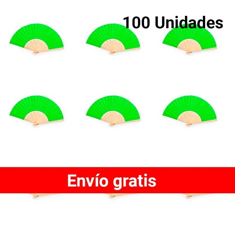 Set of 100 Green Bamboo Fans