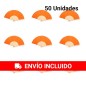 Pack de 50 abanicos de bambú y tela naranja