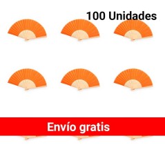Éventails en bambou orange - Lot de 100 - Cadeaux gourmands en ligne