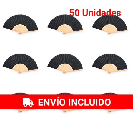 Black color set of 50 bamboo fans