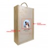 Caja de madera personalizable con foto y texto, diseño elegante, ideal bodas, capacidad para dos botellas