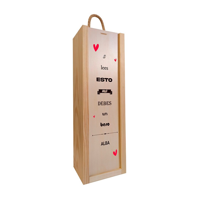 Caja de madera con mensaje personalizado para tu padre. Regalos Gourmet  Online.