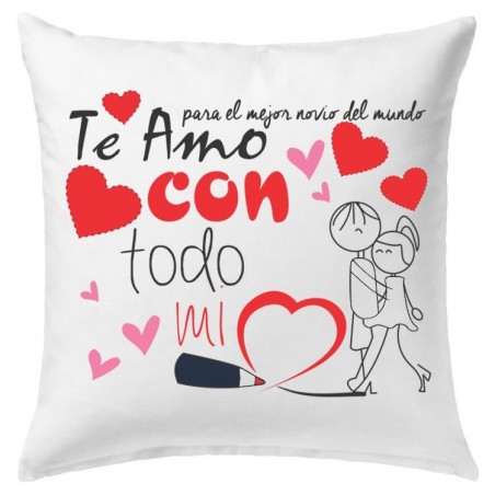 Cojín corazón 1 cara personalizado, comprar online