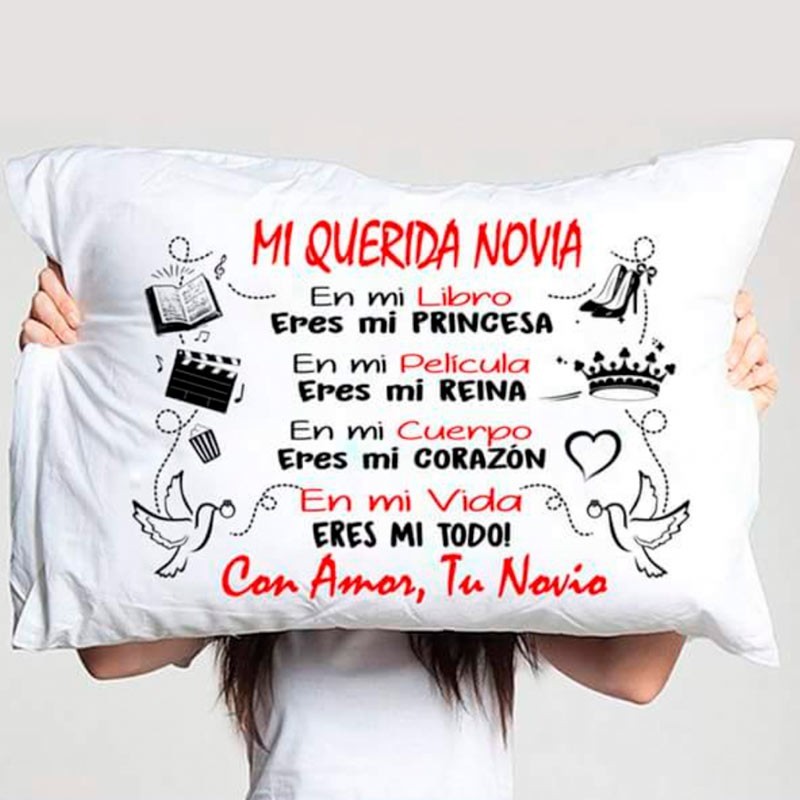 Coussin personnalisé avec photo et texte. 50 x 30 cm. Garnissage inclus.