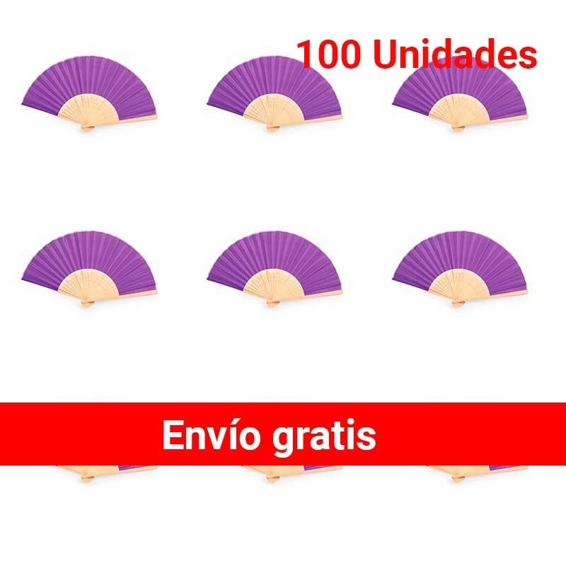 Pack of 100 Purple Bamboo Fans