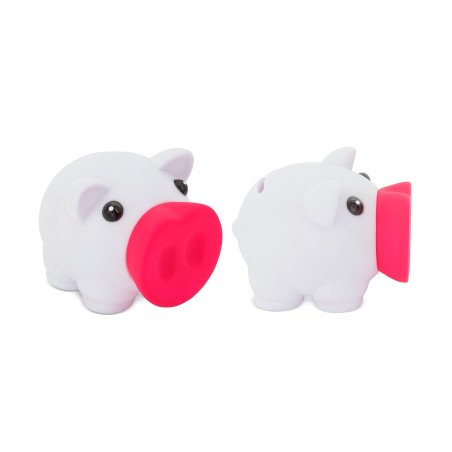 White Piggy Bank with Fuchsia Nose