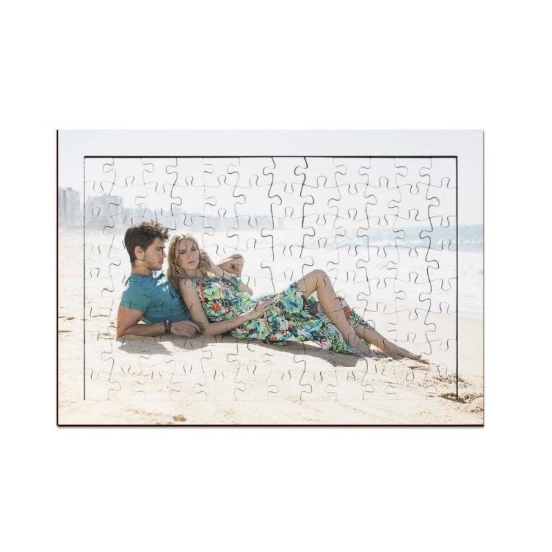 Puzzle de madera personalizado con marco, 96 piezas (28,5 x 20 cm)