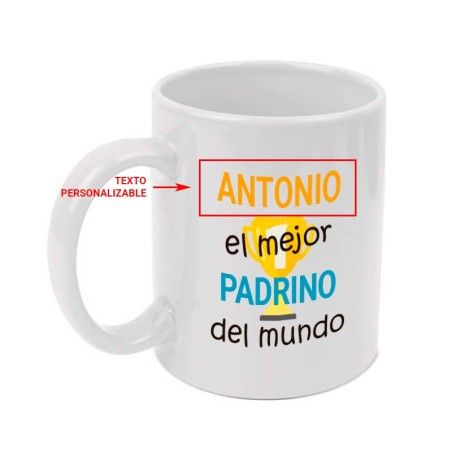 Personalized mug "World's Best Godfather". Add any name you like.