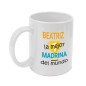 Mug personnalisé « Meilleure marraine du monde ». Ajoutez le nom de votre choix.