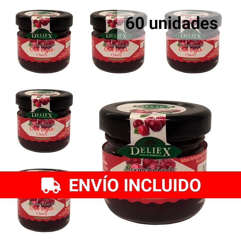 Pack of 60 units of cherry jam