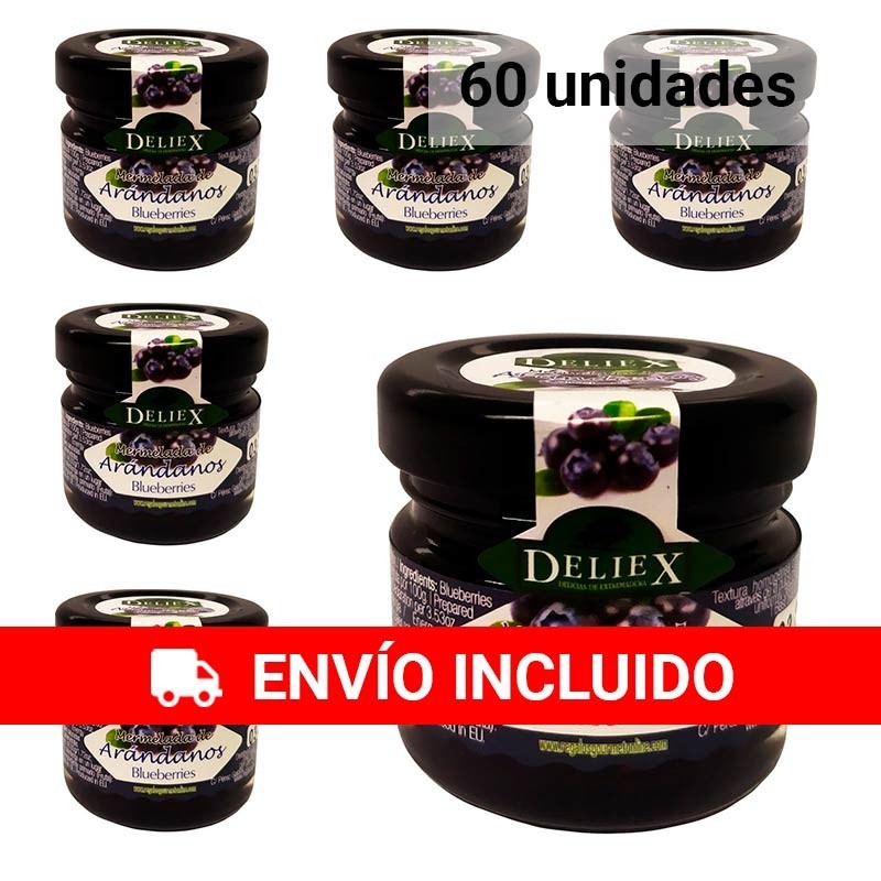 Pack 60 unidades de mermelada de arándanos 30 gr