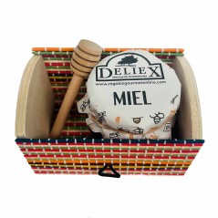 Miel avec amandes et bâton de dégustation dans une boîte cadeau colorée (24pcs)