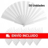 (Amazon) Pack de 50 Abanicos de Bodas PVC y Tela de Color Blanco