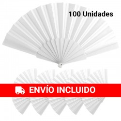 100 ABANICOS BLANCOS DE PLASTICO