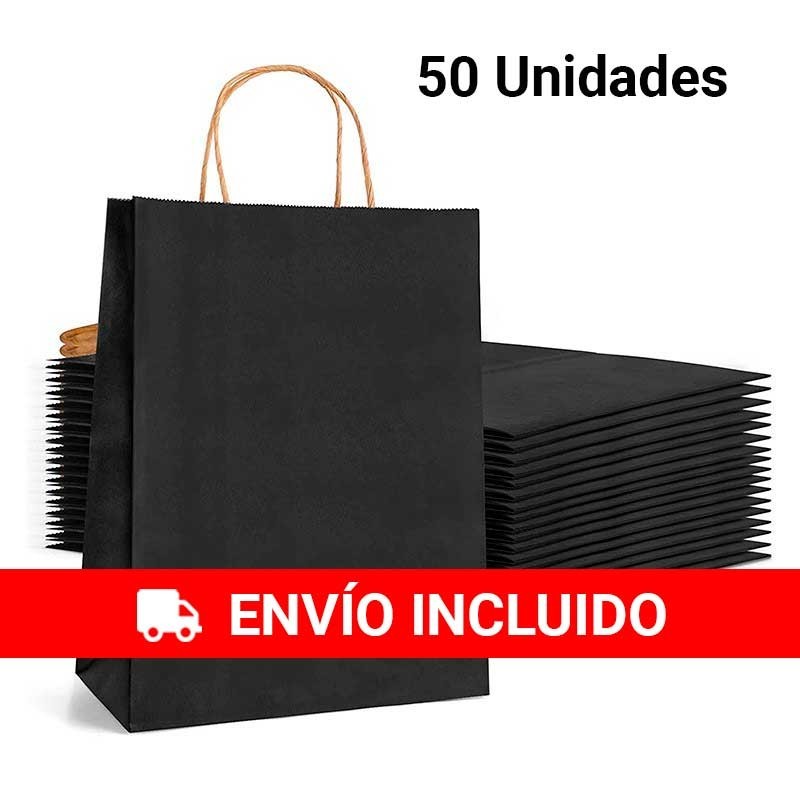 50 Bolsas Negras medidas 32,3 x 24 x 11 cm