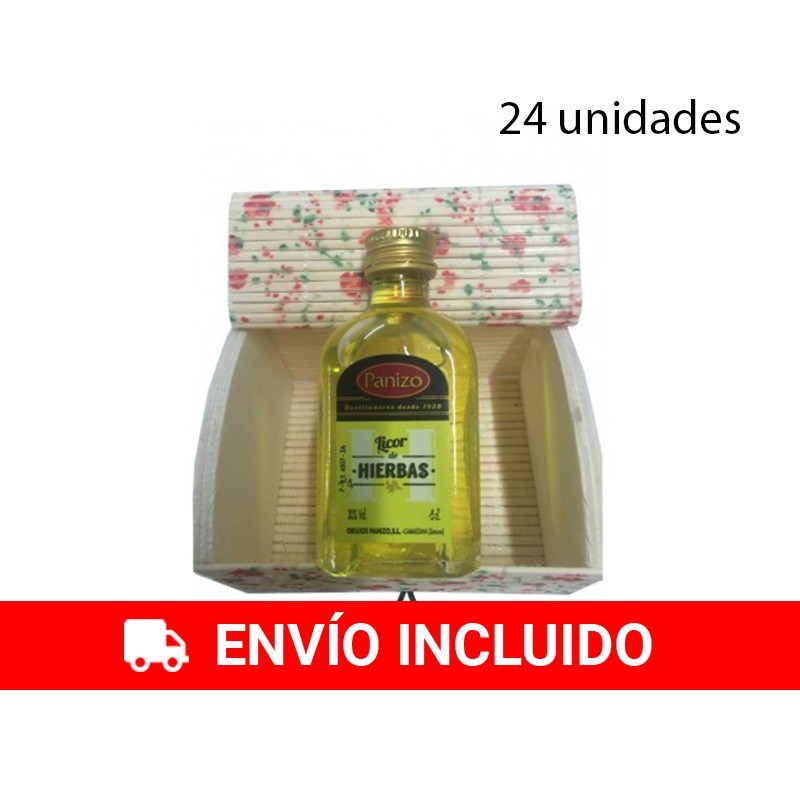 Lote 24 unidades de Baúl con miniatura de licor