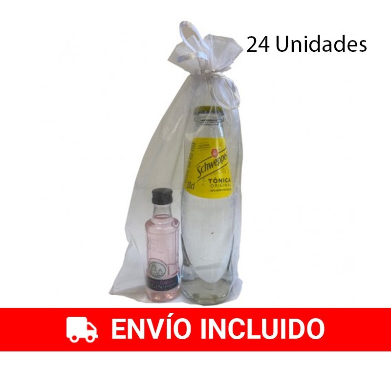 Pack 24 Gin Puerto de Indias Strawberry y Gin Tonic en bolsa de organza