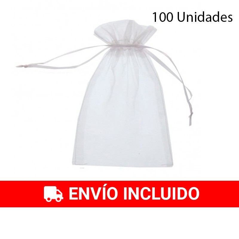Lot de 100 sachets en organza 11 x 14 cm