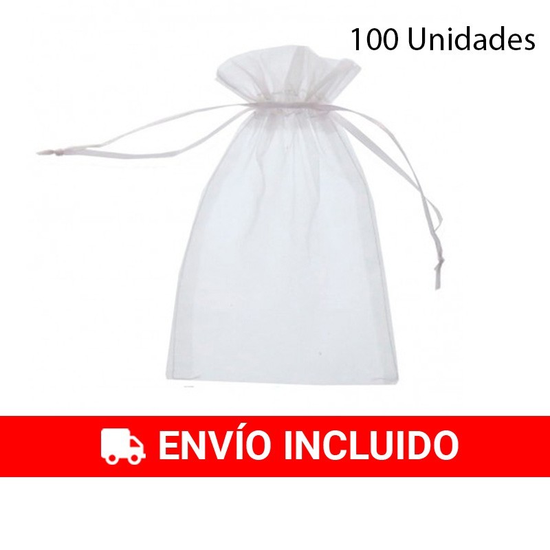 PACK de 100 Bolsas de Organza 11 x 14 cm