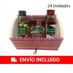 24 Pack miniature coffre avec huile, vinaigre et pâté