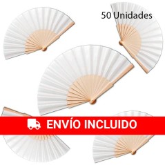 50 Abanicos de Madera Blancos (Amazon)