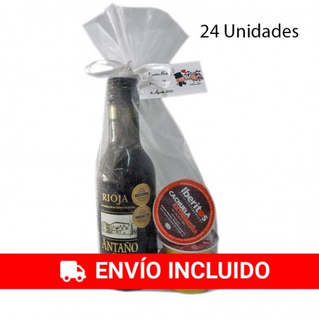Pack 24 unidades vino Antaño Rioja con tres patés Deliex