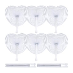 Set of 60 heart-shaped hand fans for white events