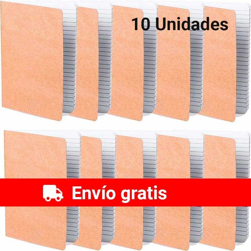 Pack de 10 libretas con tapa de cartón reciclado  formato A5