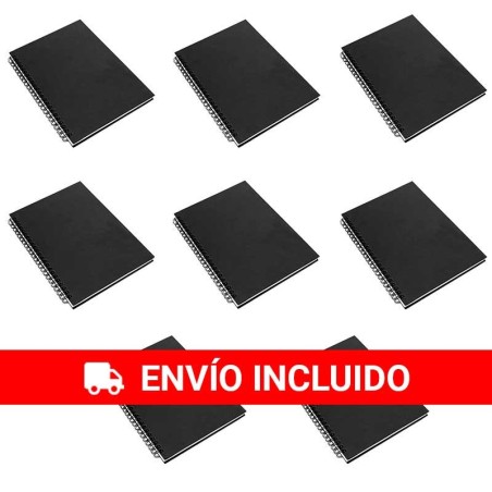 A5 black notebooks, pack of 8 units