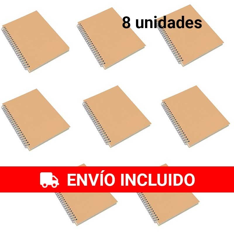 Set of 8 notebooks with Kraft cover