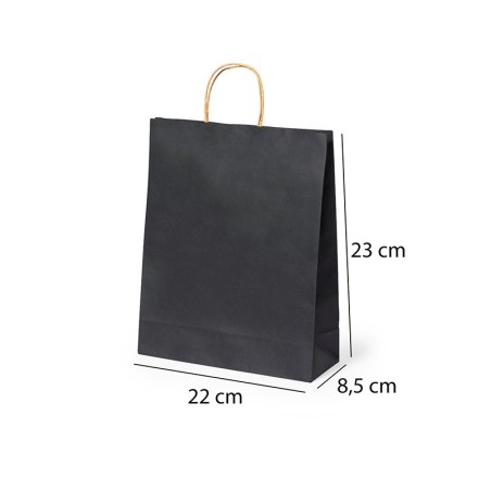 Sac en papier noir (22 x 23 x 9 cm) - Cadeaux gourmands en ligne
