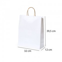 Bolsa blanca papel 32 x 39,5 x 12 cm