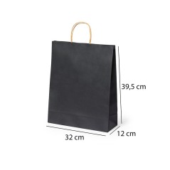 Bolsa negra de papel 32 x 39,5 x 12 cm - Regalos Gourmet Online